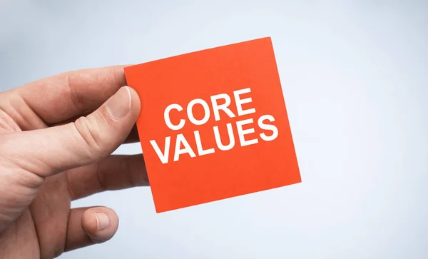 Core Values Word Paper Businessman Hands — 图库照片