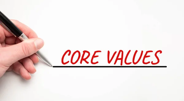 Hand Writing Core Values Red Marker Isolated White Background Business — 图库照片