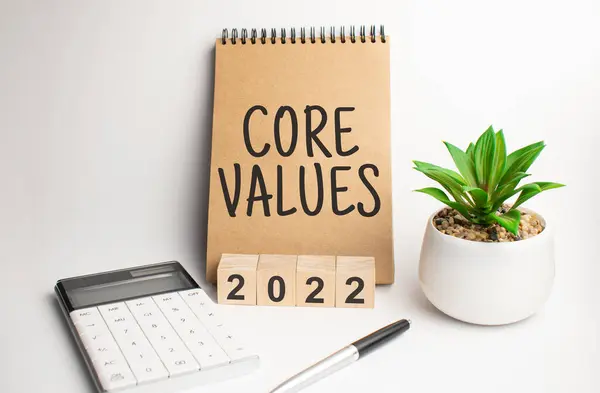 Core Values Paper Notepad Office Work Place — Stock Photo, Image