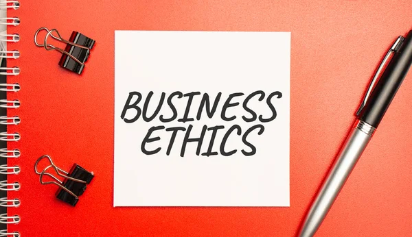 Business Ethics Sign Sheet Paper Red Notepad Pen — Stock Fotó