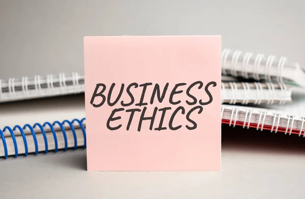 Notepad Text Business Ethics Black Marker White Background — Stock Photo, Image