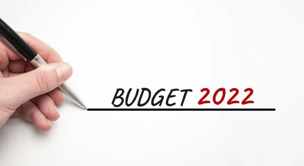 Hand Writing Budget 2022 Red Marker Isolated White Background Business — Stockfoto