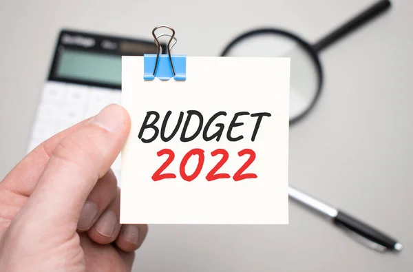 Budget 2022 Card Isolated White Backgroundd White Calculator — Stockfoto