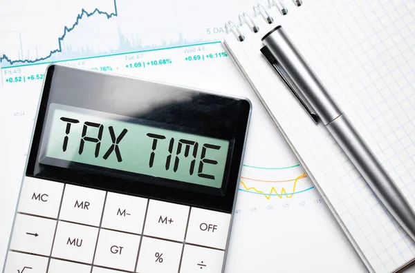 Número Hora Chegada Uma Calculadora Concepção Empresarial Fiscal Pagar Imposto — Fotografia de Stock