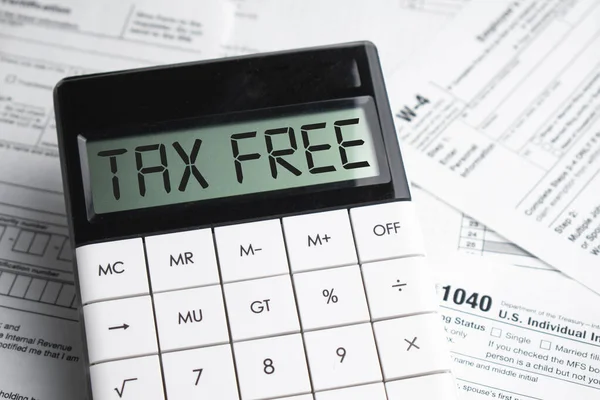 Tax Free Word Calculator Business Tax Concept Time Pay Tax — Stock Photo, Image