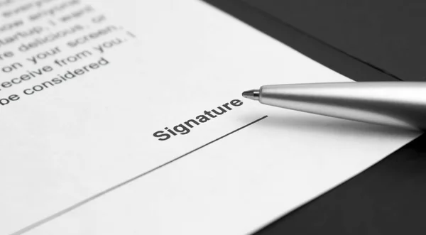 Pen Voor Het Tekenen Van Het Contract Pen Het Contract — Stockfoto
