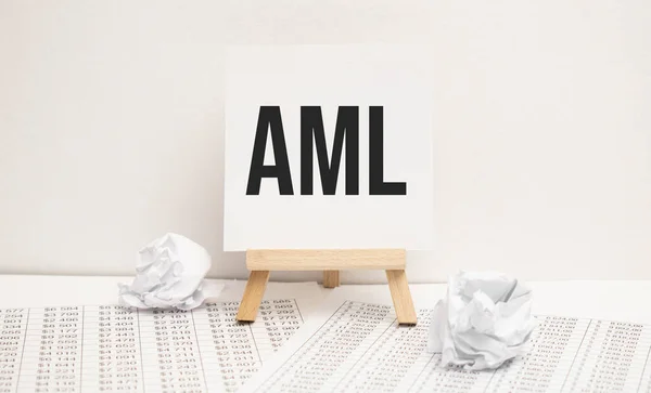 Text Aml Easel Office Tools Paper Felülnézet Üzleti Koncepció — Stock Fotó