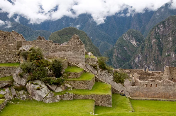 Machu Picchu Terrazas Agrícolas Ruinas Ciudad Sagrada Inca Ciudad Perdida — Foto de Stock