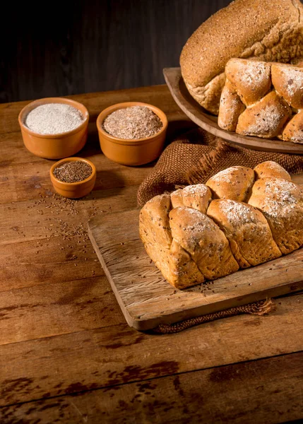 Roti Roti Roti Yang Dibuat Dengan Biji Wijen Gergelim Atas — Stok Foto