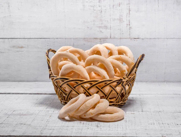Taburi Cookie Yang Dibuat Dengan Tepung Singkong Dalam Keranjang Atas — Stok Foto