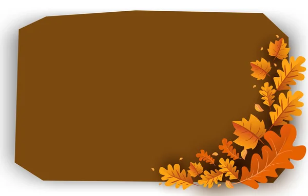 秋天的背景是金黄的叶子 有正方形的边框 还有空旷的空间 秋天的概念 适用于墙纸 明信片 在线销售 矢量说明 — 图库矢量图片
