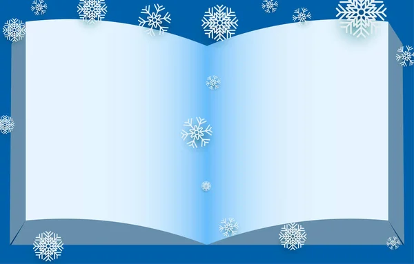 Світло Блакитна Порожня Книга Прикрашена Сніжинками Векторні Ілюстрації Зимового Різдва — стоковий вектор