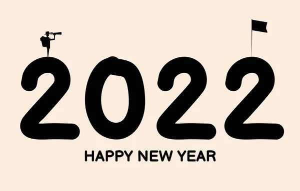 2022 Újévi Üdvözlőkártya Kép Minimális Stílus Díszített Utazó Utazás Siker — Stock Vector