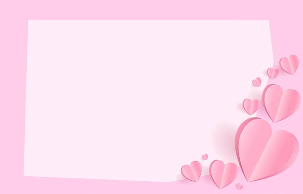 矩形框架上的心形剪纸元素具有空旷的空间和粉色甜蜜的背景 情人节 生日贺卡设计的爱的载体符号 — 图库矢量图片