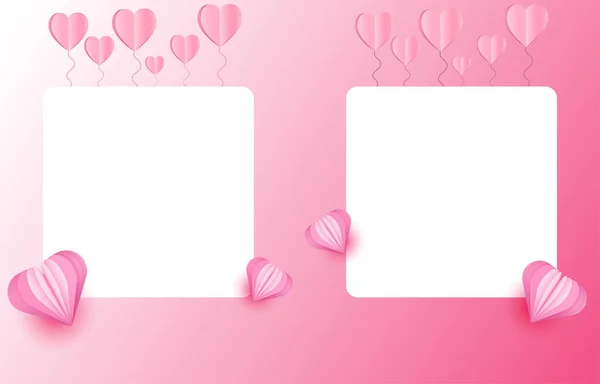 Elementos Corte Papel Forma Corazón Marco Rectangular Tiene Espacio Libre — Vector de stock