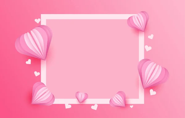 Media Photo Frame Papercut Heart Love Couple Concept Banner Valentines — Stock Vector