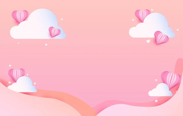 Paper Cut Elements Shape Heart Clouds Has Free Space Pink —  Vetores de Stock