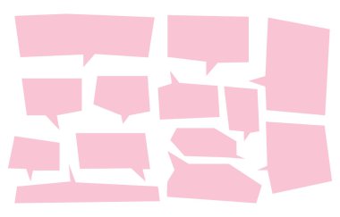 Konuşma baloncuklarını beyaz arkaplanda ayarla. Sohbet kutusu veya sohbet vektör karesi ve karalama iletisi veya çizgi roman ve en küçük ileti diyaloğu için konuşan iletişim simgesi