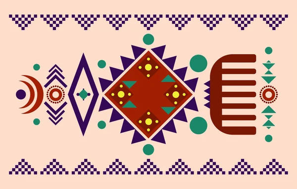 Patrón Inconsútil Tela Geométrica Tribal Étnica Tradicional Fondo Elementos Diseño — Vector de stock