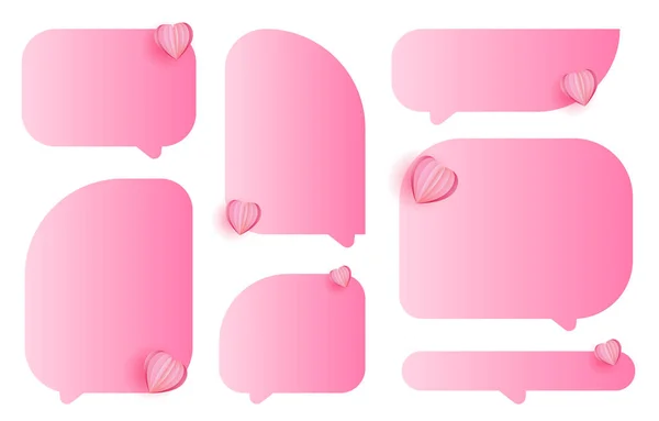 Díszítő Rózsaszín Beszéd Buborékok Szívvel Beszéd Beszéd Kommunikáció Beszélgetés Elszigetelt — Stock Vector