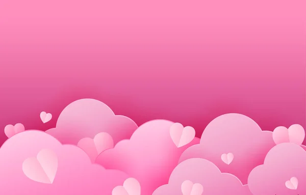 Поздравляю Валентину Днем Блендере Розовой Бумагой Вырезанной Облаков Красными Сердечками — стоковый вектор