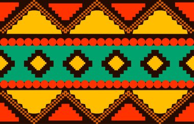 Etnik geleneksel arka plan kusursuz desen, kumaş geometrik Amerikan tasarımı, halı, duvar kağıdı, giysi, halı, iç mekan, vektör illüstrasyon nakışı.