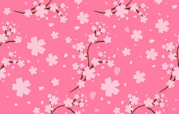 Seamless Pattern Sakura Delicate Pink Fabric Pattern Spring Petal Illustration — Stock Vector