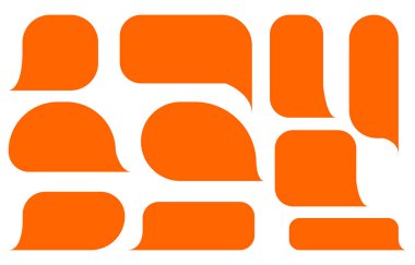 Beyaz arkaplanda turuncu konuşma baloncukları oluşturun. Sohbet kutusu veya sohbet vektör karesi ve karalama iletisi veya çizgi roman ve en küçük ileti diyaloğu için konuşan iletişim simgesi