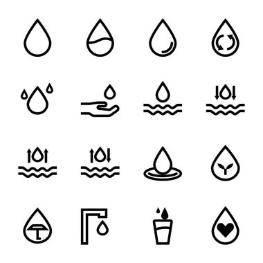 Beyaz arkaplanda su simgesi ana hatlarını ayarla, vektör eps10