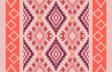 Navajo yerlisi Amerikan kumaşı pürüzsüz desen, geometrik kabile geleneksel arka planı, tasarım elemanları, halı, duvar kağıdı, giysi, halı, iç mekan, nakış vektör çizimi.