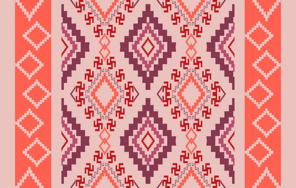 Navajo Native American Fabric Seamless Pattern Geometric Tribal Ethnic Traditional — Image vectorielle