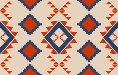 Geometrik oryantal kabile modeli geleneksel arka plan halı, duvar kağıdı, giysi, ambalaj, batik, kumaş, Vektör illüstrasyon nakış tarzı.