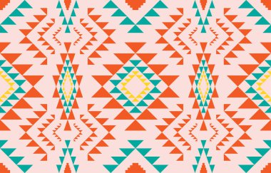 Geometrik oryantal kabile modeli geleneksel arka plan halı, duvar kağıdı, giysi, ambalaj, batik, kumaş, Vektör illüstrasyon nakış tarzı.