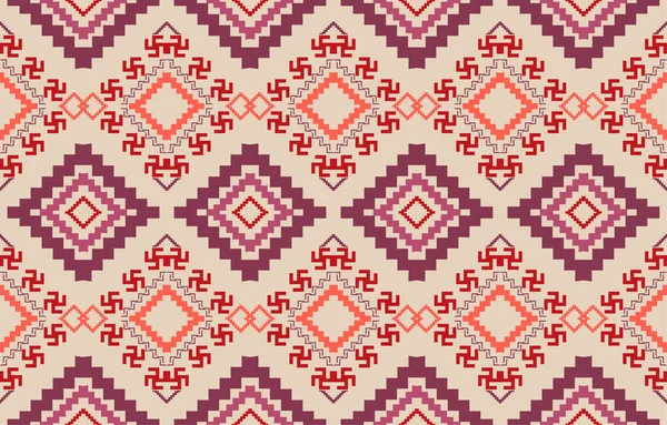 ナバホ先住民アメリカのファブリックシームレスなパターン 幾何学的な部族の民族の伝統的な背景 デザイン要素 カーペット インテリア 刺繍ベクトルイラストのためのデザイン — ストックベクタ