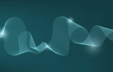 Soyut arkaplan, çizgi dalga elemanı, ses spektrumu eşitleyici duvar kağıdı, vektör fütüristik parçacık teknolojisi çizimi.