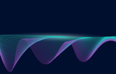 Soyut arkaplan, çizgi dalga elemanı, ses spektrumu eşitleyici duvar kağıdı, vektör fütüristik parçacık teknolojisi çizimi.