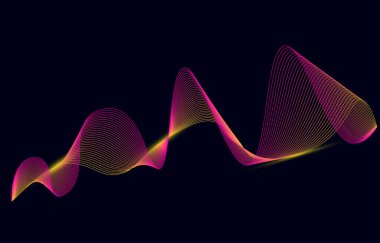 Soyut arkaplan, çizgi dalga elemanı, ses spektrumu eşitleyici duvar kağıdı, vektör fütüristik parçacık teknolojisi çizimi.