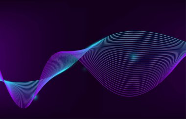 Soyut arkaplan, çizgi dalga elemanı, ses spektrumu eşitleyici duvar kağıdı, vektör fütüristik parçacık teknolojisi çizimi.