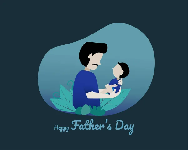 Father Carrying Children Looking Love Vector Design Letter Wishing Father — Stock Vector