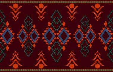 Navajo yerlisi Amerikan kumaşı pürüzsüz desen, geometrik kabile geleneksel arka planı, tasarım elemanları, halı, duvar kağıdı, giysi, halı, iç mekan, nakış vektör çizimi.