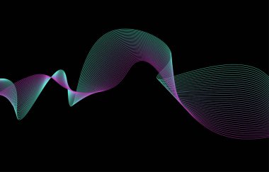Soyut arkaplan, çizgi dalga elemanı, ses spektrumu eşitleyici duvar kağıdı, vektör fütüristik parçacık teknolojisi çizimi.