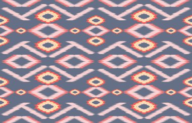Kumaş ikat pürüzsüz desen geometrik geleneksel nakış tarzı. Arka plan, halı, minder, sarong, elbise, Vektör illüstrasyonu için tasarım.