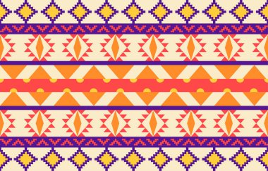 Navajo yerlisi Amerikan kumaşı pürüzsüz desen, geometrik kabile geleneksel arka planı, tasarım elemanları, halı, duvar kağıdı, giysi, halı, iç mekan, nakış vektör çizimi.
