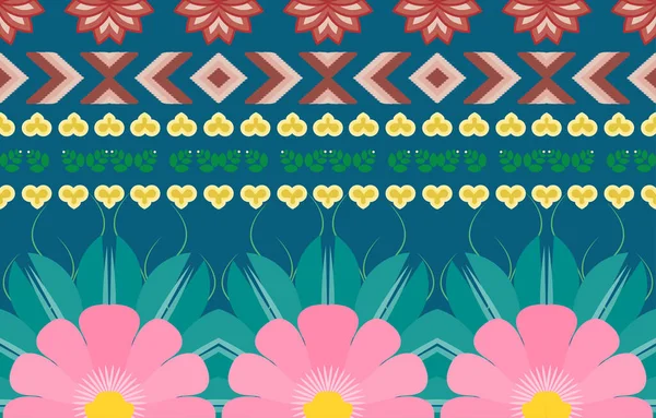 花色艳丽的面料 传统东方背景中的几何图形地毯 包装材料 矢量图案绣花风格设计 — 图库矢量图片