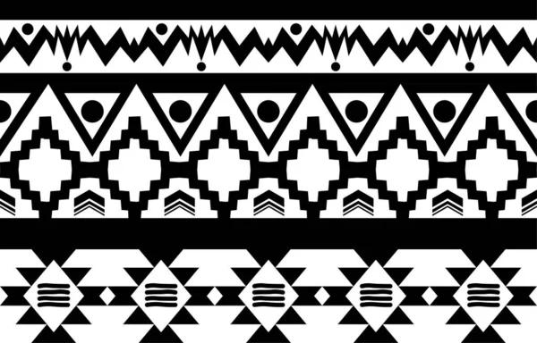 Tribal Preto Branco Abstrato Étnico Design Padrão Geométrico Para Fundo — Vetor de Stock