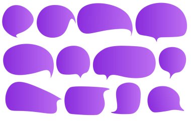 Konuşma baloncuklarını beyaz arkaplanda ayarla. Sohbet kutusu veya sohbet vektör karesi ve karalama iletisi veya çizgi roman ve en küçük ileti diyaloğu için konuşan iletişim simgesi