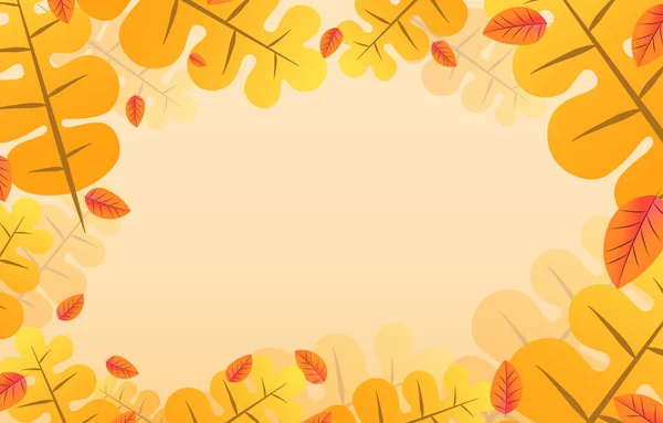 Autumn Background Leaves Golden Yellow Blank Space Frames Banner Fall — Vector de stock