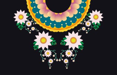 Moda kadınları için kolye Geometrik Etnik Doğu deseni geleneksel .flower nakış tasarımı. Arka plan, duvar kağıdı, giysi ve ambalaj.