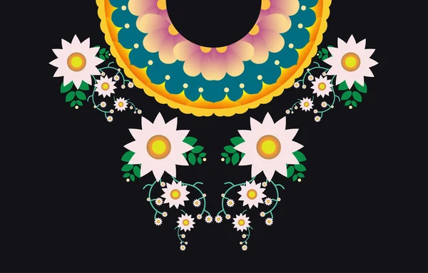 Collier Géométrique Oriental Ethnique Motif Traditionnel Flower Broderie Design Pour — Image vectorielle