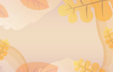 Autumn minimal background decorated with leaves golden yellow and watercolor. fall concept,For wallpaper, postcards, greeting cards, website pages, banners, online sales. Vector illustration